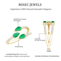 Pear Shaped Emerald and Diamond 3 Stone Statement Ring