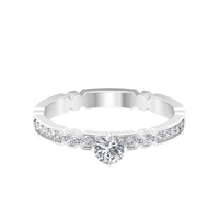 Shimmery Diamond Solitaire Engagement Ring with Side Stone