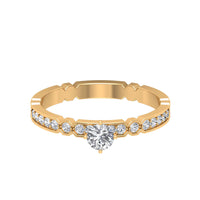 Shimmery Diamond Solitaire Engagement Ring with Side Stone