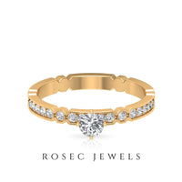 Shimmery Diamond Solitaire Engagement Ring with Side Stone