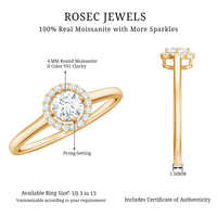 Certified Moissanite Promise Ring for Her with Halo