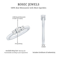 Brilliant Cut Moissanite 3 Stone Promise Ring for Women