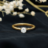 Solitaire Moissanite Promise Ring in Cathedral Shank