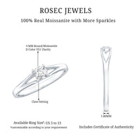 Promise Ring with Moissanite in Claw Setting