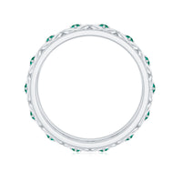 Vintage Inspired Lab Grown Emerald Celtic Wedding Band