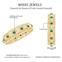 Vintage Inspired Lab Grown Emerald Celtic Wedding Band