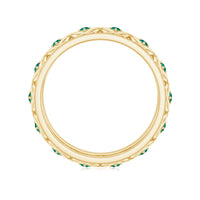 Vintage Inspired Lab Grown Emerald Celtic Wedding Band