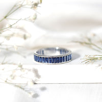 Baguette Shape Lab Created Blue Sapphire Channel Set Eternity Band