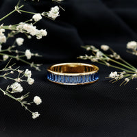 Baguette Shape Lab Created Blue Sapphire Channel Set Eternity Band