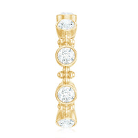 Stackable wedding band with bezel-set moissanite gemstones from Rosec Jewels, showcasing a sleek, elegant ring design.