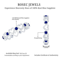 1 Carat Blue Sapphire Open Heart Wedding Band Ring