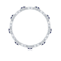 1 Carat Blue Sapphire Open Heart Wedding Band Ring