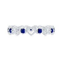 1 Carat Blue Sapphire Open Heart Wedding Band Ring