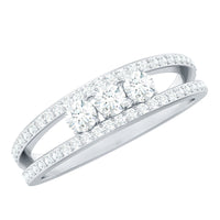 Certified Moissanite 3 Stone Anniversary Ring for Women by Rosec Jewels, featuring sparkling stones set in a elegant ring design