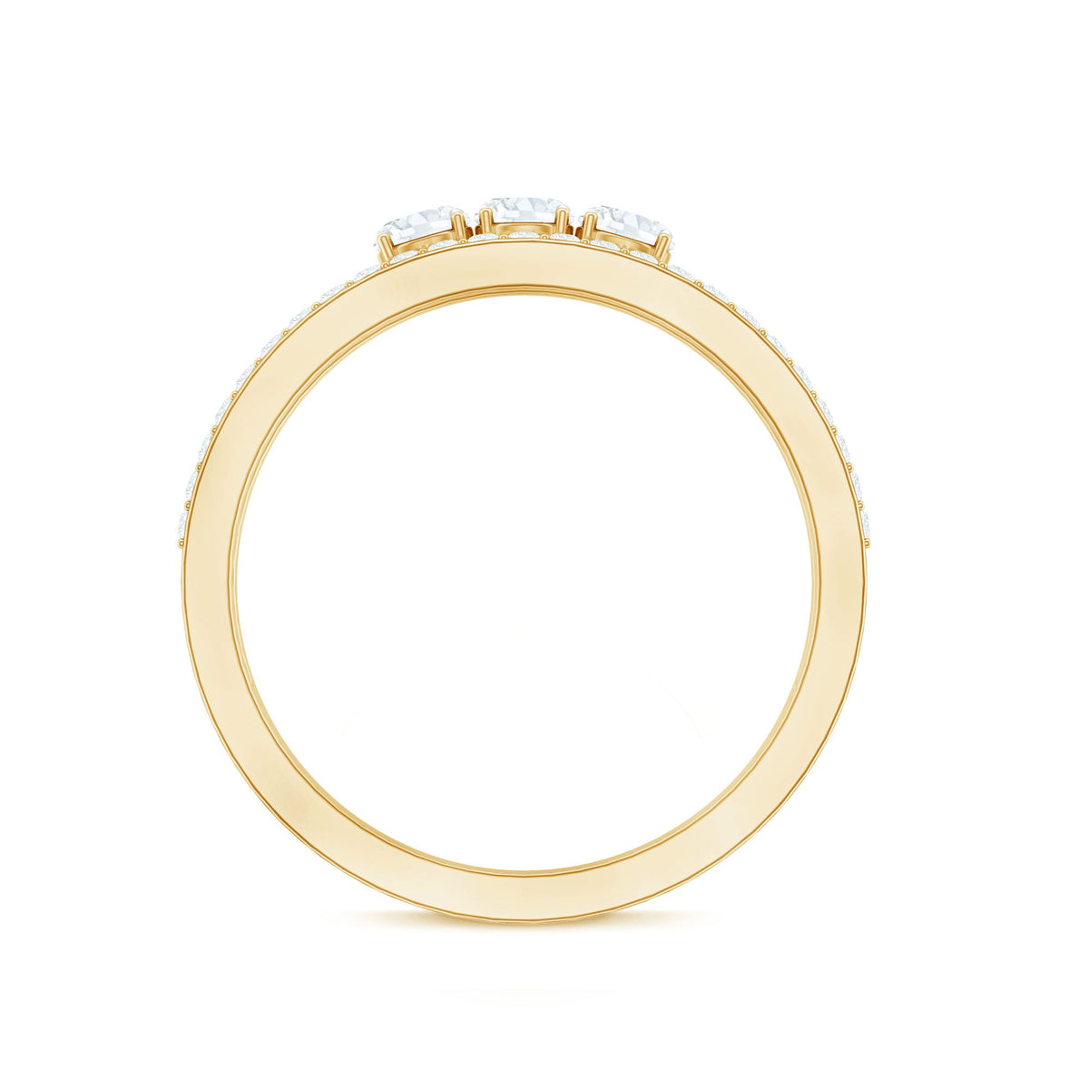 Certified Moissanite 3 stone anniversary ring for women by Rosec Jewels, featuring sparkling gemstones and elegant design.