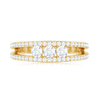 Certified Moissanite 3 Stone Anniversary Ring for Women by Rosec Jewels, featuring sparkling center stones and elegant design.