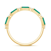 Certified Baguette Lab Grown Emerald Half Eternity Ring with Diamond