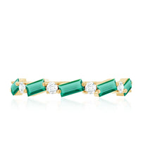 Certified Baguette Lab Grown Emerald Half Eternity Ring with Diamond