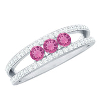 Pink Tourmaline and Diamond Anniversary Ring in Split Shank