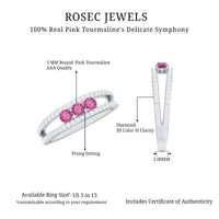 Pink Tourmaline and Diamond Anniversary Ring in Split Shank