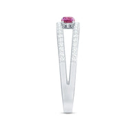 Pink Tourmaline and Diamond Anniversary Ring in Split Shank