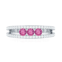 Pink Tourmaline and Diamond Anniversary Ring in Split Shank