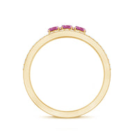 Pink Tourmaline and Diamond Anniversary Ring in Split Shank