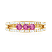 Pink Tourmaline and Diamond Anniversary Ring in Split Shank