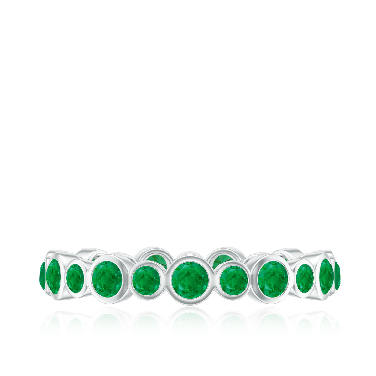 Emerald Full Eternity Band Ring in Bezel Setting