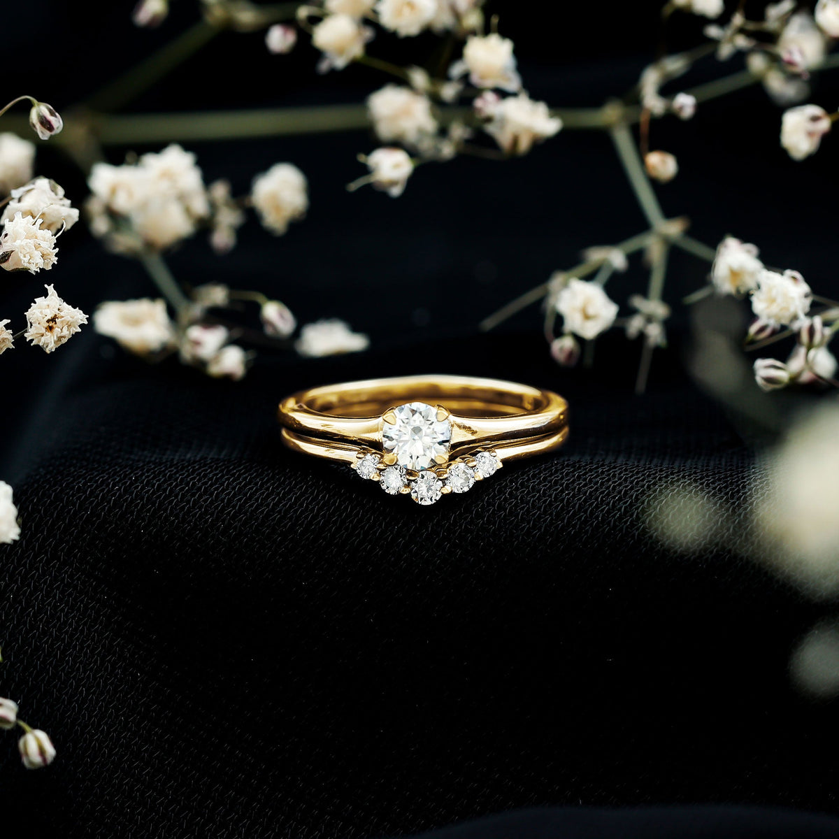 Real Diamond Minimal Wedding Ring Set