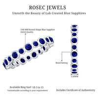 Bezel Set Round Created Blue Sapphire Unique Full Eternity Ring