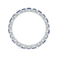 Bezel Set Round Created Blue Sapphire Unique Full Eternity Ring