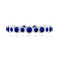 Bezel Set Round Created Blue Sapphire Unique Full Eternity Ring
