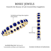 Bezel Set Round Created Blue Sapphire Unique Full Eternity Ring