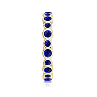 Bezel Set Round Created Blue Sapphire Unique Full Eternity Ring