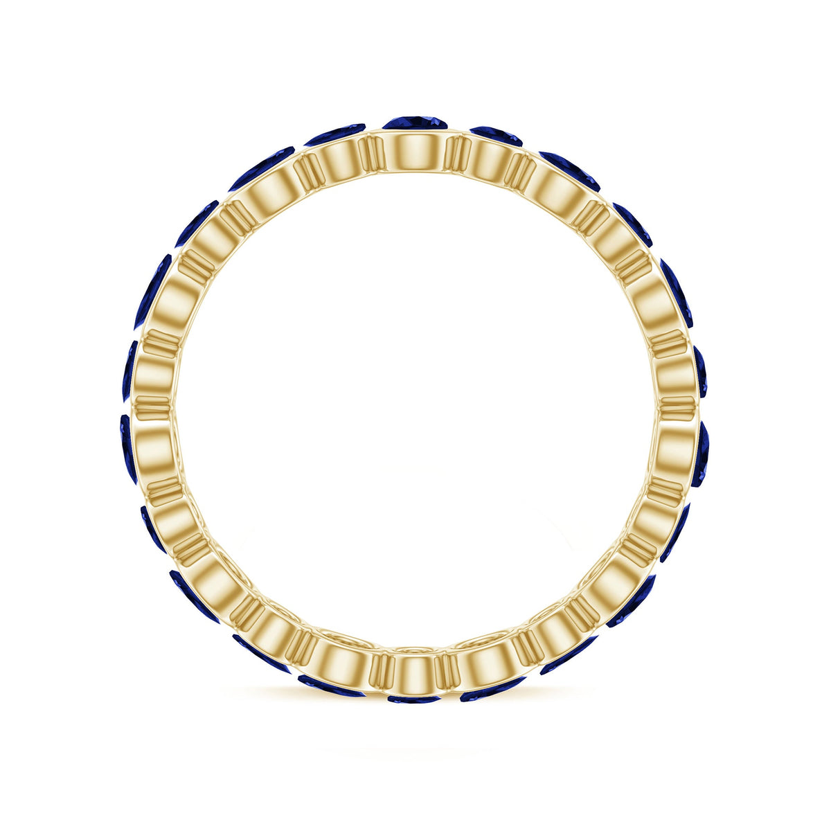 Bezel Set Round Created Blue Sapphire Unique Full Eternity Ring
