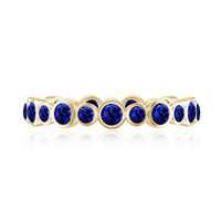 Bezel Set Round Created Blue Sapphire Unique Full Eternity Ring