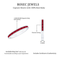 Natural Baguette Ruby Half Eternity Ring for Women