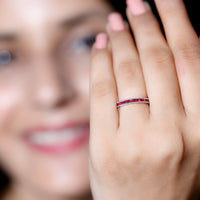 Natural Baguette Ruby Half Eternity Ring for Women