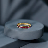 Natural Baguette Ruby Half Eternity Ring for Women