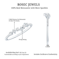 Women's Moissanite Half Eternity Band Ring in Silver