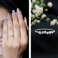 Women's Moissanite Half Eternity Band Ring in Silver