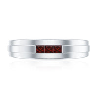 Classic Princess Cut Garnet Wedding Band with Certificate