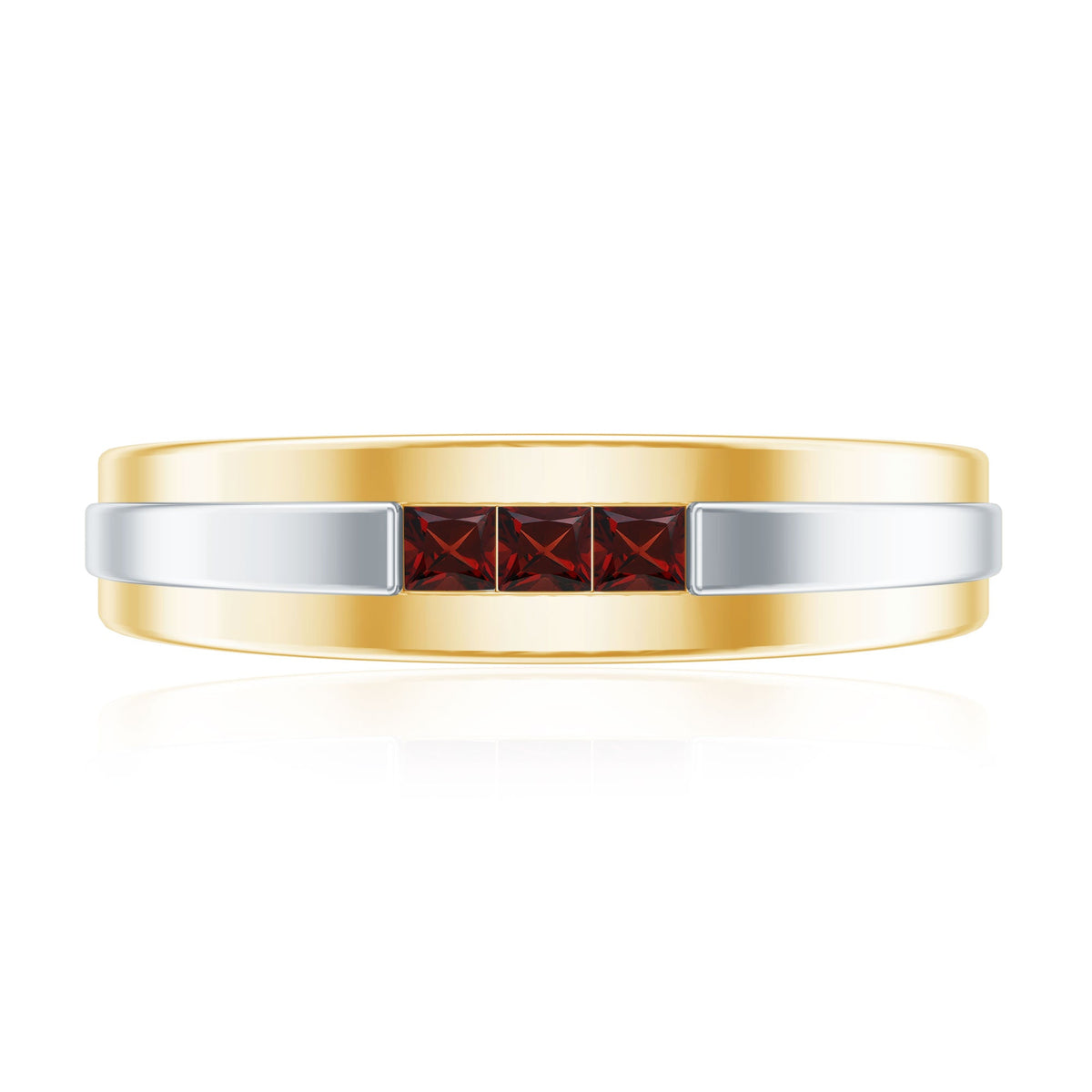 Classic Princess Cut Garnet Wedding Band with Certificate