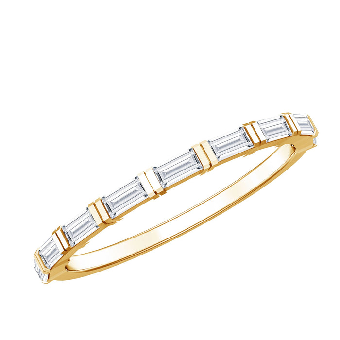 Rosec Jewels moissanite eternity ring with east-west style, featuring sparkling stones set in a sleek band.