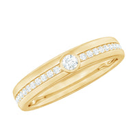 Bezel set Moissanite unisex wedding band ring in silver tone from Rosec Jewels, showcasing a sleek, modern design with sparkling stone accents.