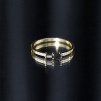 Natural Black Onyx and Diamond Stackable Ring
