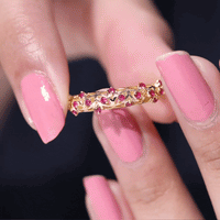 Natural Ruby Filigree Band Ring for Anniversary