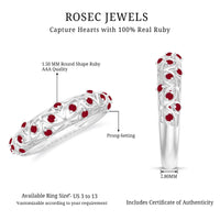 Natural Ruby Filigree Band Ring for Anniversary