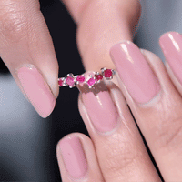 Minimal Ruby Half Eternity Ring by Rosec Jewels featuring diamonds and a sleek design in white gold.